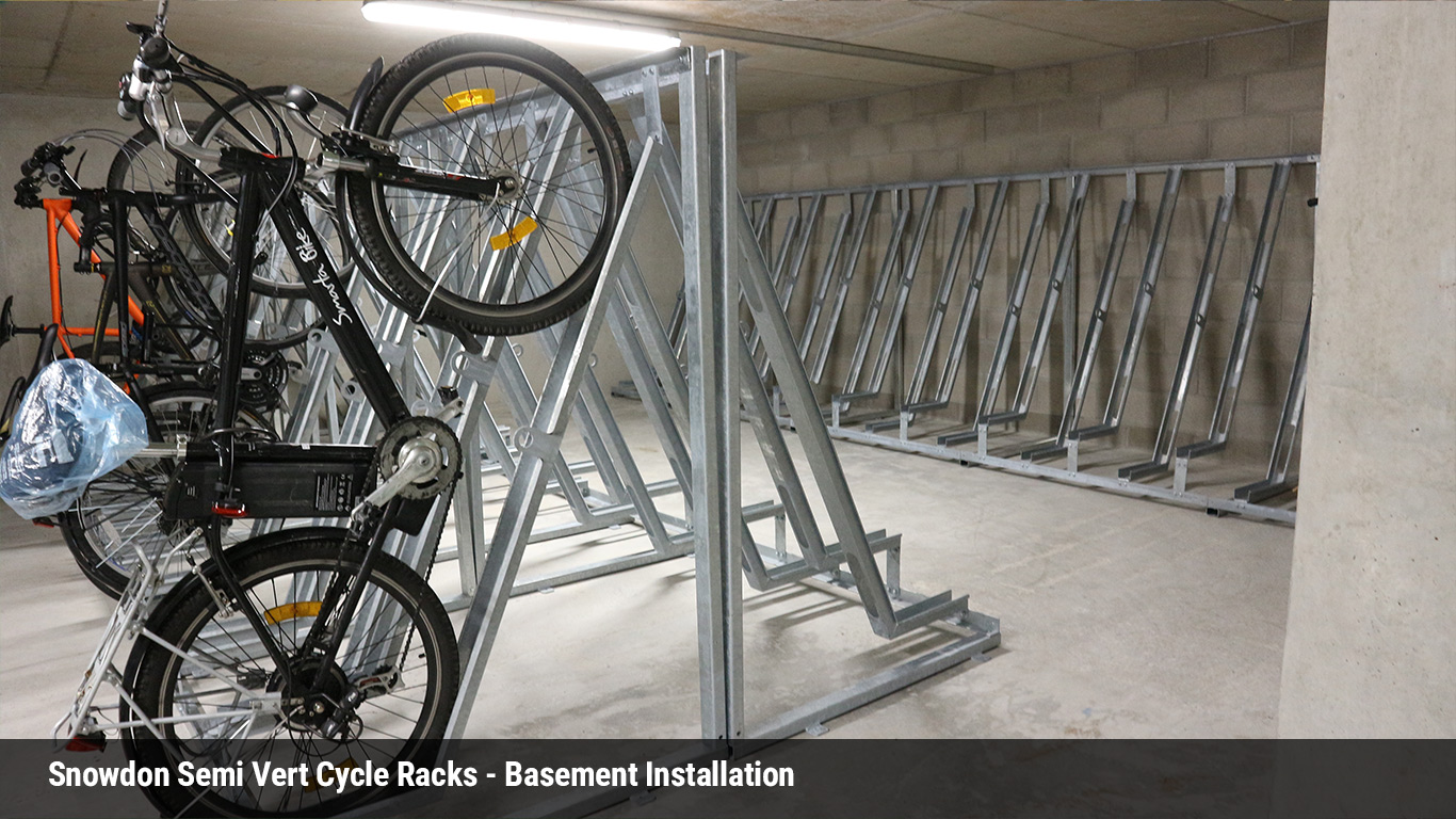 semi vert cycle stands in a basement