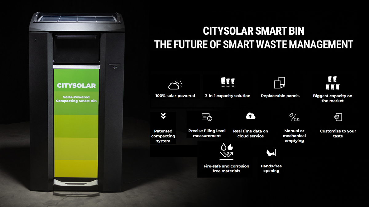 City Solar Smart Bin details