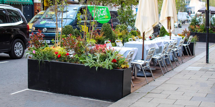 Belgravia london roadside parklet planters