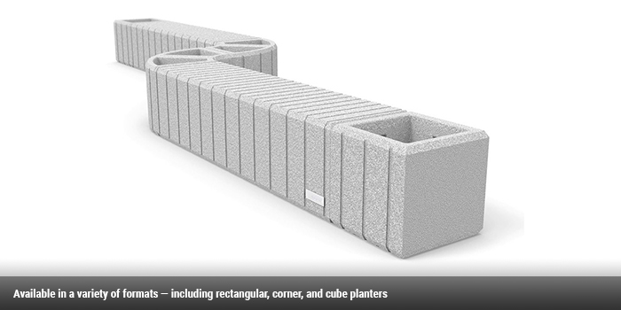  Available in a variety of formats — including rectangular, corner, and cube planters