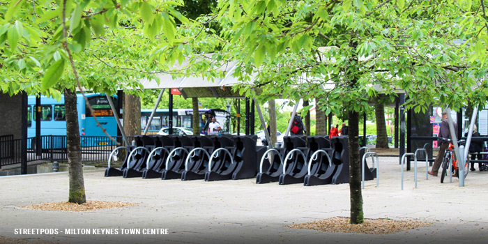 Streetpods secure cycle parking in Milton Keynes