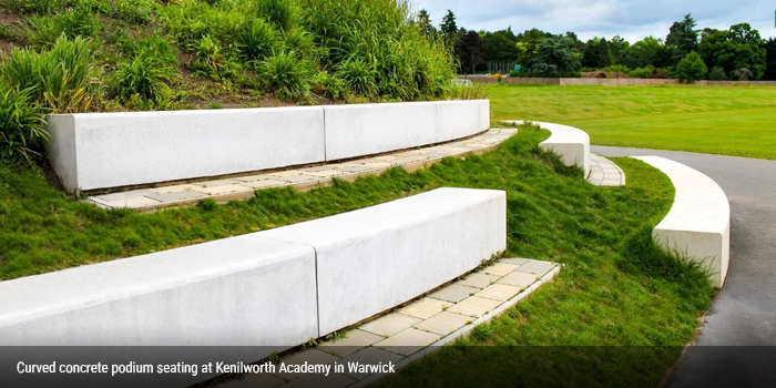 curved concrete seating at kenilworth academy